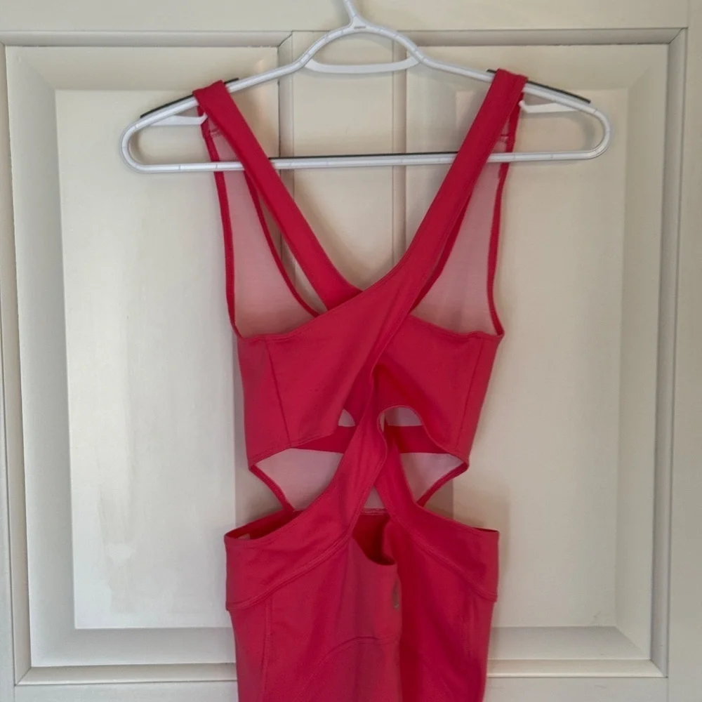 New! Free Movement x Free People Back It Up Jumpsuit Bright Pink 45451